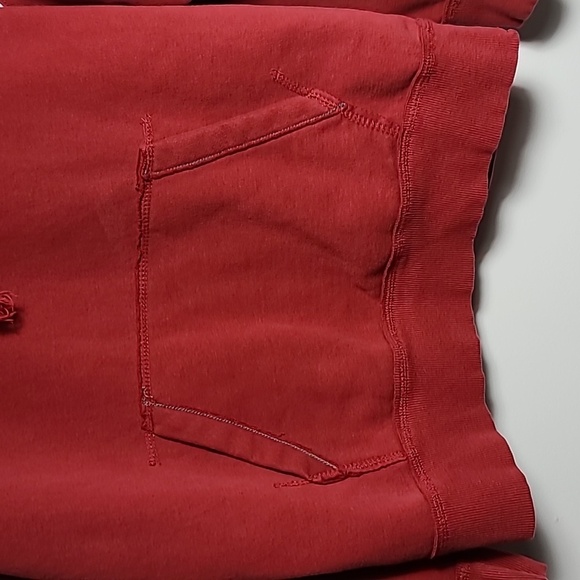 J. AMERICA Vintage Hooded Red Sweatshirt with White And Grey Stripes Size Med - Picture 4 of 16